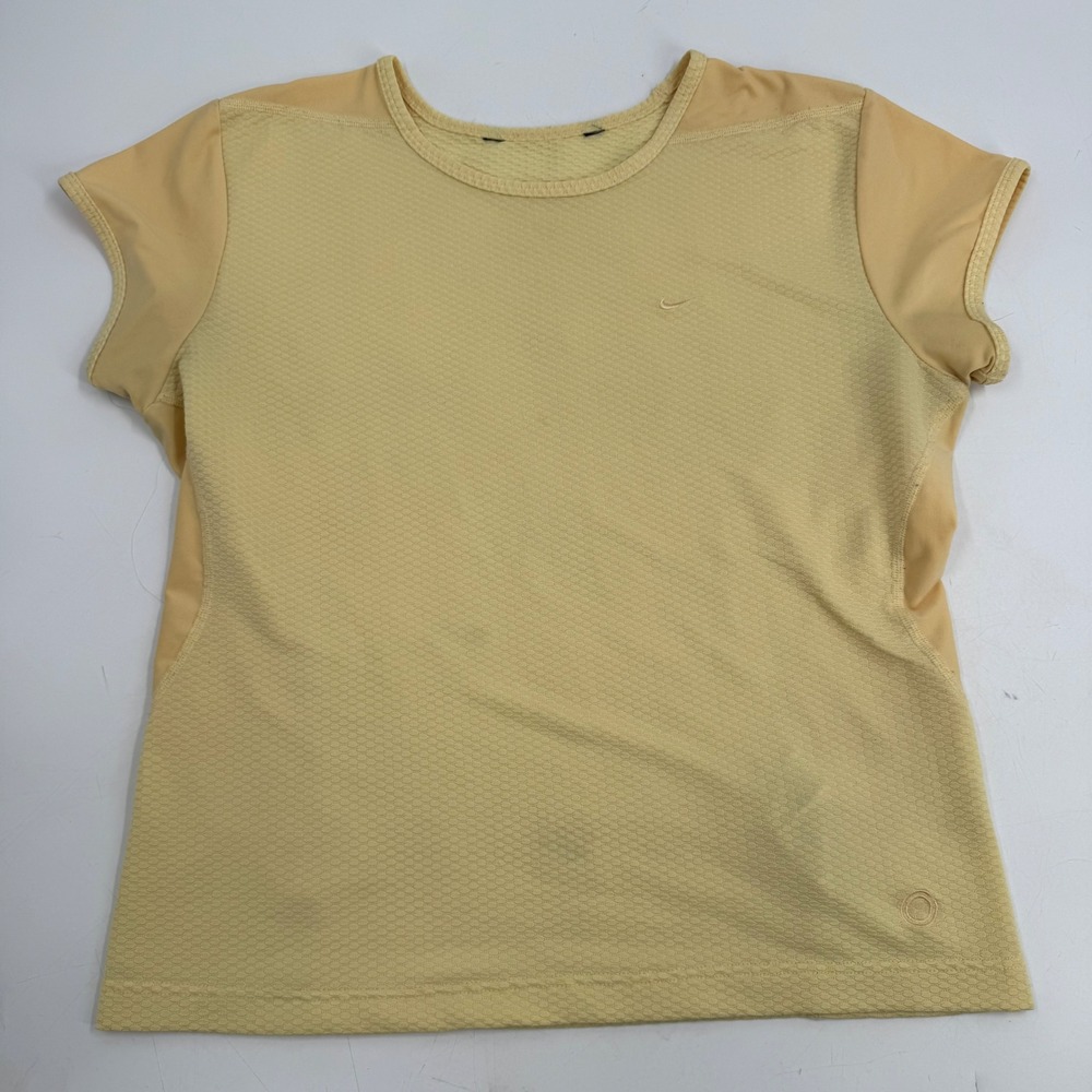 Nike Sphere Dry Fit Yellow Short Sleeve Athletic Top Womens Activewear Size XL
